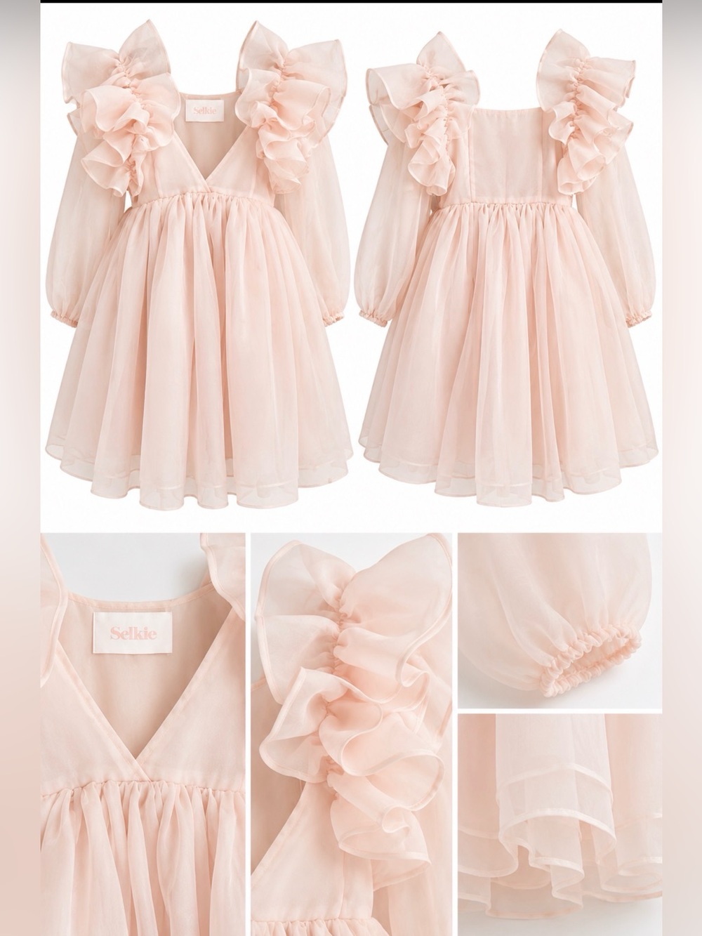 Selkie Blush Pink Organza Ruffle Mini Dress – Size XS – New Without Tags